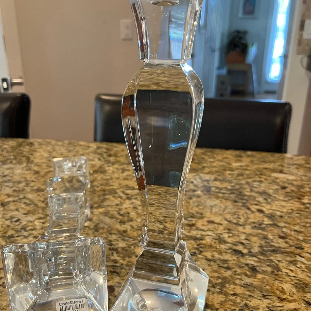Set of two Crate & Barrel glass candlesticks